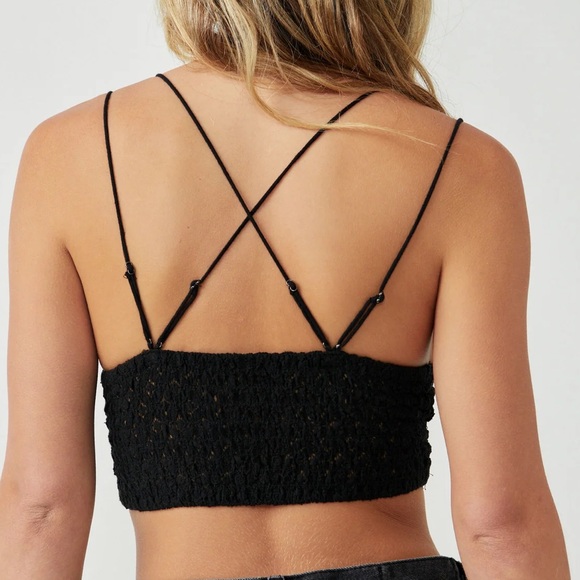 Free People Black Lace Strapy Adella Bralette Large - Picture 2 of 11